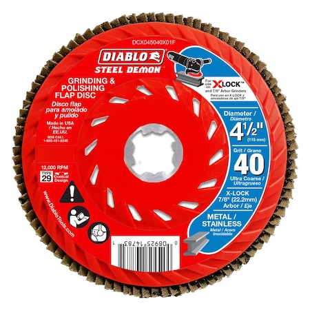 Diablo Flap Discs f/Metal, 40G, 4-1/2 in dia, PK3 DCX045040X03F