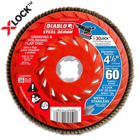 Diablo Flap Discs f/Metal, 4-1/2 in dia, PK3 DCX045060X03F