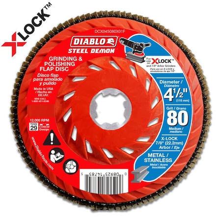 Diablo Flap Discs f/Metal, 4-1/2 in dia, PK3 DCX045080X03F