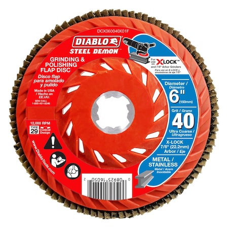 Diablo Flap Disc, 40-Grit for X-Lock and All G DCX060040X01F