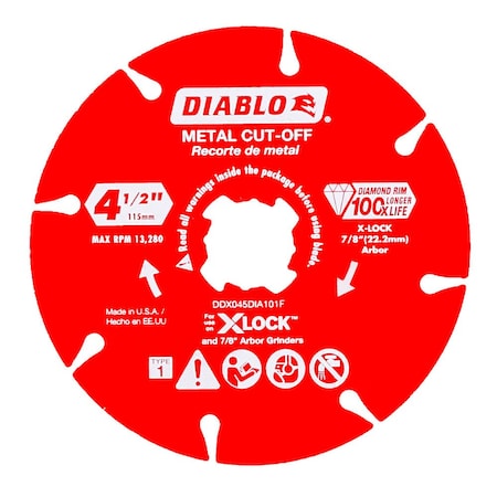 Diablo DiamondSawBlade, Diam:4.5",  DDX045DIA101F