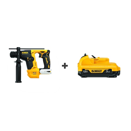 Dewalt Cordless Rotary Hammer, 3/8 in, DC Battery DCH072B/DCB124