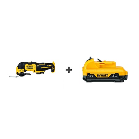 Dewalt Oscillating Tool, Voltage 12V, Oscillation Angle 3.2 Degrees, Includes Battery (3.0 Ah) DCS353B/DCB124