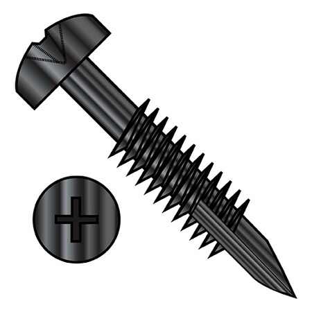 Zoro Select Thread Cutting Screw, #6-20 x 1-1/4 in, Black Oxide Steel Pan Head Phillips Drive, 7000 PK 06F20DFPP17B