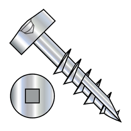 Zoro Select Wood Screw, #7, 1-1/4 in, Zinc Plated Steel Pan Head Square Drive, 8000 PK 0720DFQM17