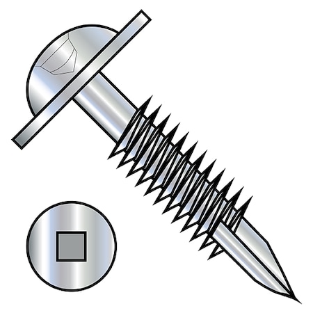 Zoro Select Wood Screw, #7, 1-1/4 in, Zinc Plated Stainless Steel Round Head Square Drive, 7000 PK 07F20DFQRW17