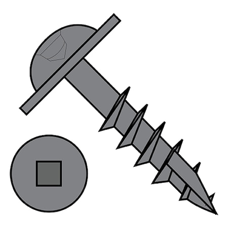 Zoro Select Wood Screw, #8, 1-1/4 in, Plain Stainless Steel Round Head Square Drive, 5000 PK 0820DFQRW17P