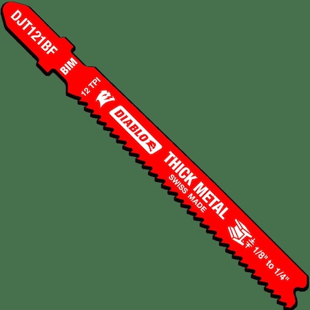 Diablo JigsawBlade, 3.625 in L, Bi-Metal, PK5, TPI-12 DJT121BF5