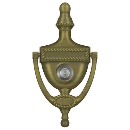 Deltana Door Knocker-Viewer, Victorian Rope Antique Brass DKV6RU5