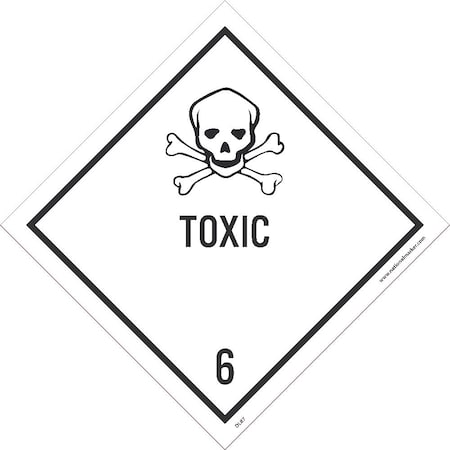 Nmc Toxic 6 Dot Placard Label, Material: Pressure Sensitive Paper DL87AL