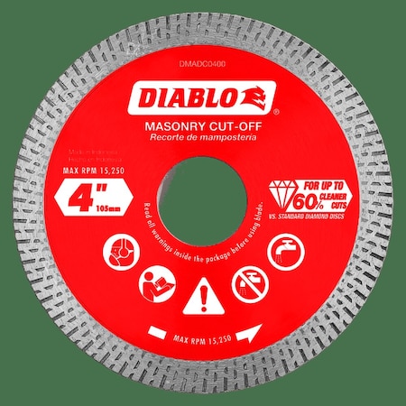 Diablo DiamondSawBlade, Diam:4", Arbor:5/8", 7/8" DMADC0400
