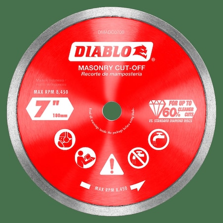 Diablo DiamondSawBlade, Diam:7", Arbor:5/8" DMADC0700