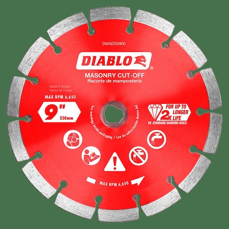 Diablo DiamondSawBlade, Diam:9", Arbor:5/8", 7/8" DMADS0900