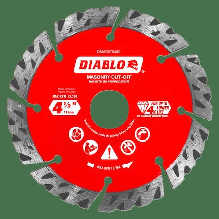 Diablo DiamondSawBlade, Diam:4.5", Arbor:7/8" DMADST0450