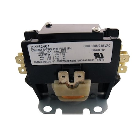 Supco Contactor, 25A, 240V, 1.5 Pole DP252401