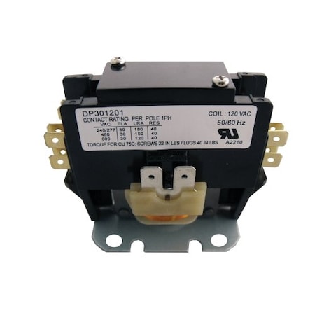 Supco Contactor, 30A, 120V, 1.5 Pole DP301201