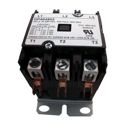 DP404803 Genuine OEM Supco Contactor 40A 480V 3 Pole