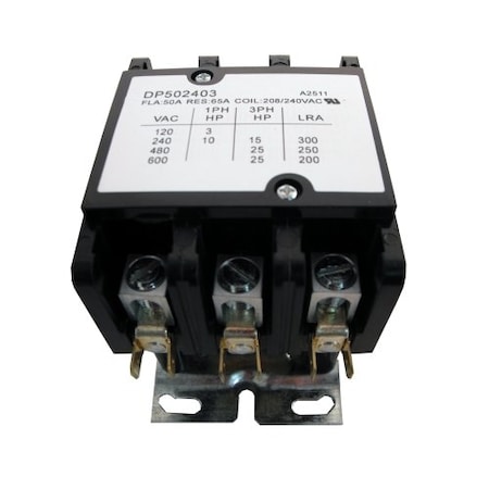 Supco Contactor, 50A, 240V, 3 Pole DP502403