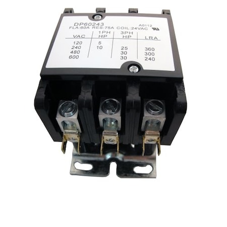 Supco Contactor, 60A, 24V, 3 Pole DP60243