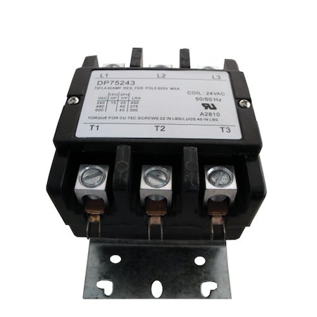 Supco Contactor, 75A, 24V, 3 Pole DP75243