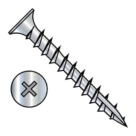 Zoro Select Thread Cutting Screw, Zinc Baked Flat Head Phillips Drive, 6000 PK 0814DPF17NN