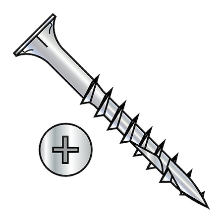 Zoro Select Wood Screw, #8, 1-1/4 in, Zinc Plated Steel Flat Head Phillips Drive, 5000 PK 0820DPF217D