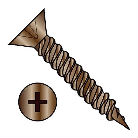 Zoro Select Wood Screw, #5, 3/4 in, Plain Brass Flat Head Phillips Drive, 10000 PK 05F12DPFDAB