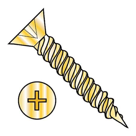 Zoro Select Wood Screw, #4, 5/8 in, Plain Brass Flat Head Phillips Drive, 10000 PK 04F10DPFDBB