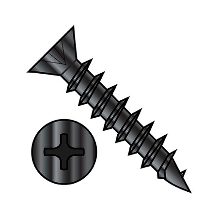 Zoro Select Wood Screw, #8, 7/8 in, Oil Rubbed Steel Flat Head Phillips Drive, 10000 PK 0814DPFDB