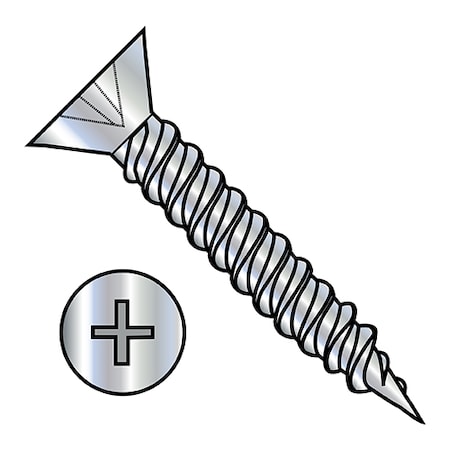 Zoro Select Wood Screw, #6, 1/2 in, Zinc Plated Steel Flat Head Phillips Drive, 10000 PK 06F08DPFD
