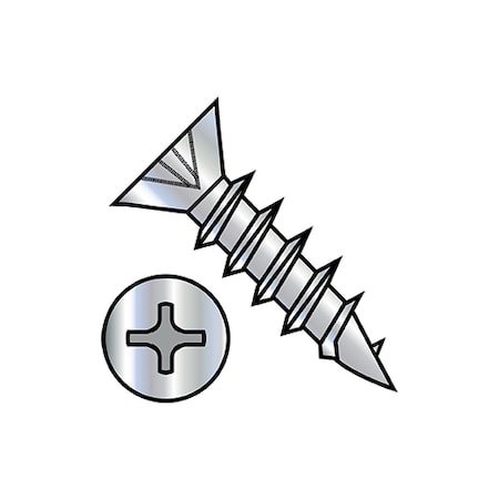 Zoro Select Wood Screw, #6, 5/8 in, Nickel Steel Flat Head Phillips Drive, 10000 PK 06C10DPFDNCC