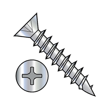 Zoro Select Wood Screw, #7, 5/8 in, Nickel Steel Flat Head Phillips Drive, 10000 PK 0710DPFDNC