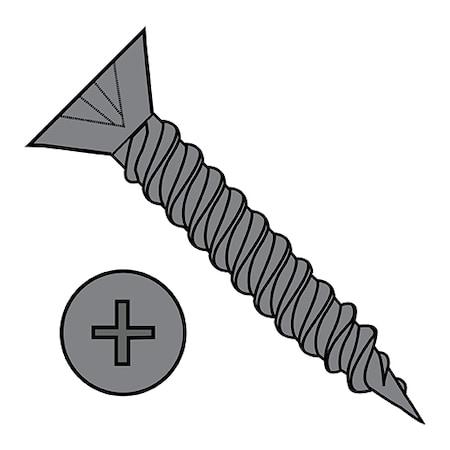 Zoro Select Wood Screw, #5, 5/8 in, Plain Steel Flat Head Phillips Drive, 10000 PK 05F10DPFDP