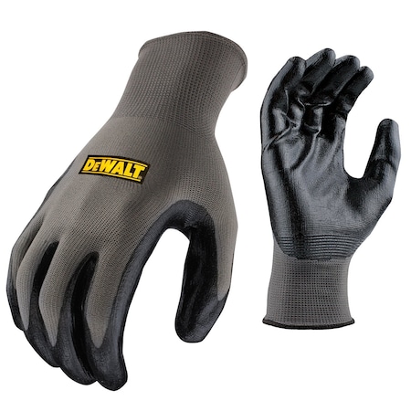 Dewalt Coated Gloves, Nitrile, Smooth, Palm, Gray, L DPG73L-3PK