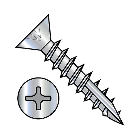 Zoro Select Wood Screw, #6, 3/4 in, Nickel Steel Flat Head Phillips Drive, 10000 PK 0612DPLF17DN