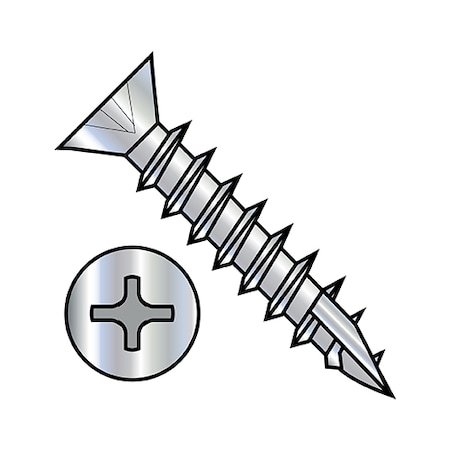 Zoro Select Wood Screw, #6, 5/8 in, Zinc Plated Steel Flat Head Phillips Drive, 10000 PK 0610DPLF17D