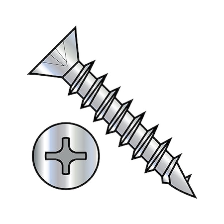 Zoro Select Wood Screw, #6, 3/4 in, Nickel Steel Flat Head Phillips Drive, 10000 PK 0612DPLFDN