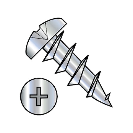 Zoro Select Wood Screw, #6, 1/2 in, Zinc Plated Steel Pan Head Phillips Drive, 10000 PK 0608DPLPD