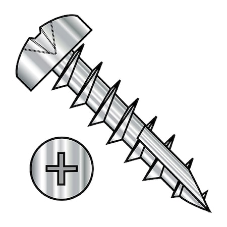 Zoro Select Thread Cutting Screw, #8-11 x 3/8 in, Plain Steel Pan Head Phillips Drive, 3000 PK 0806DPP17188