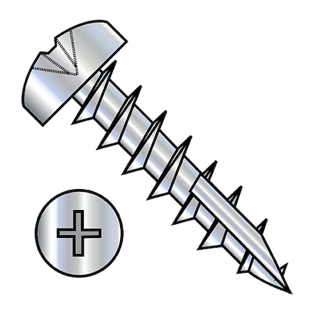 Zoro Select Wood Screw, #10, 3/4 in, Nickel Steel Pan Head Phillips Drive, 6000 PK 1012DPP17DN