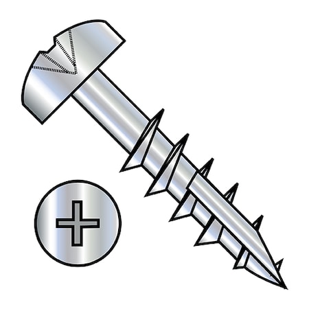 Zoro Select #10, Wood Screw, Zinc Plated Steel, 1-1/4 in L, 2000 PK 1020DPP17