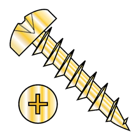 Zoro Select Wood Screw, #8, 5/8 in, Plain Brass Pan Head Phillips Drive, 8000 PK 0810DPPDBB
