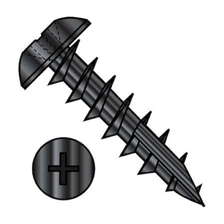 Zoro Select Wood Screw, #6, 1/2 in, Black Oxide Steel Truss Head Phillips Drive, 10000 PK 0608DPT17DB