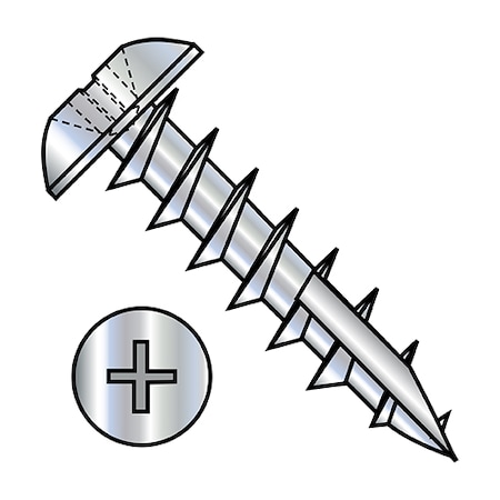 Zoro Select Wood Screw, #8, 3/4 in, Zinc Plated Steel Truss Head Phillips Drive, 7000 PK 0812DPT17D