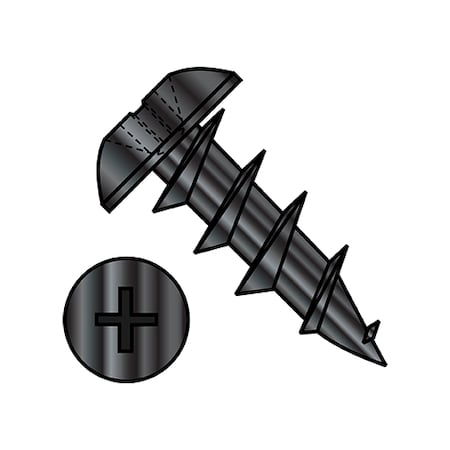 Zoro Select Wood Screw, #8, 7/16 in, Black Oxide Steel Truss Head Phillips Drive, 10000 PK 0807DPT6DB