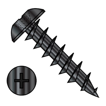 Zoro Select Wood Screw, #6, 1/2 in, Black Steel Truss Head Phillips Drive, 10000 PK 0608DPTDB