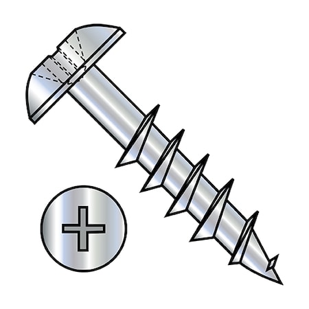 Zoro Select Wood Screw, #8, 1-1/4 in, Zinc Plated Steel Truss Head Phillips Drive, 5000 PK 0820DPTD