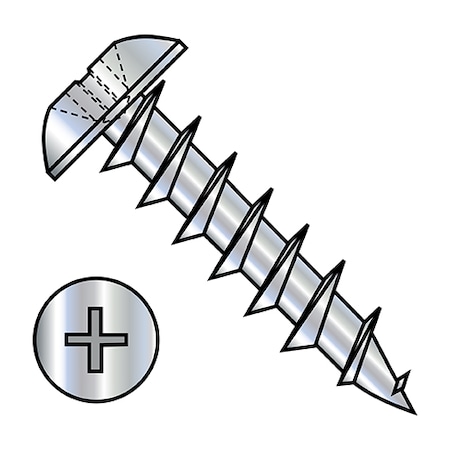 Zoro Select Wood Screw, #8, 1 in, Zinc Plated Steel Truss Head Phillips Drive, 6000 PK 0816DPTD