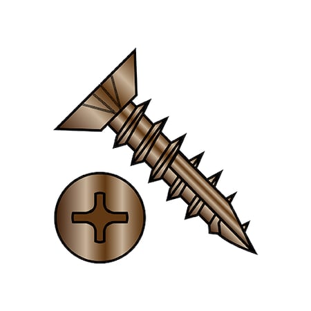 Zoro Select Wood Screw, #6, 5/8 in, Plain Brass Flat Head Phillips Drive, 10000 PK 0610DPU17DAB