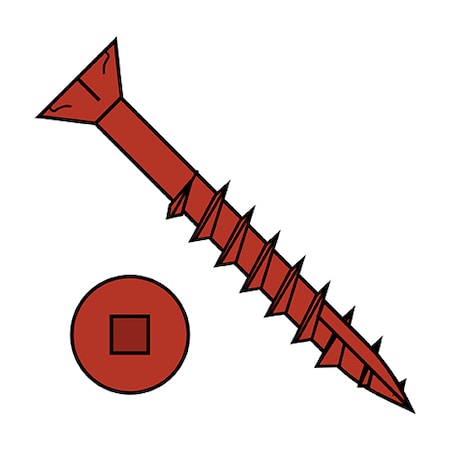 Zoro Select #9 x Deck Screw, Red Ceramic Steel, 2-1/2 in L, 2000 PK 0940DQF17CRD